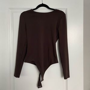 Express Brown Body Contour Bodysuit Size S